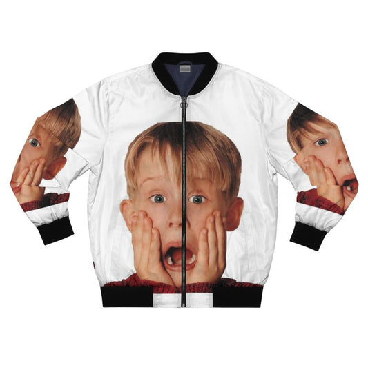 Macauly Culkin from the movie "Home Alone" wearing a bomber jacket