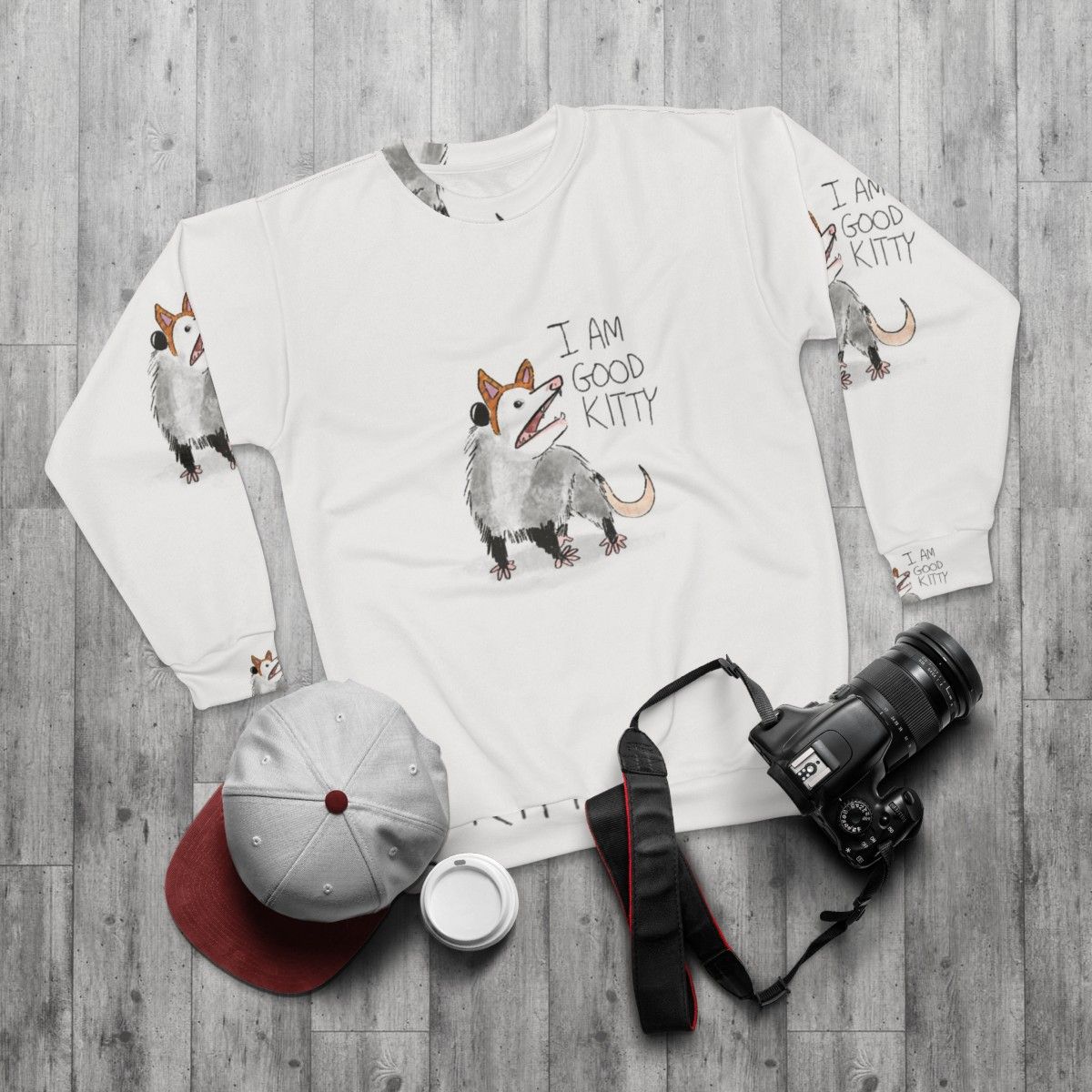 Good Kitty Cat Design Sweatshirt - flat lay