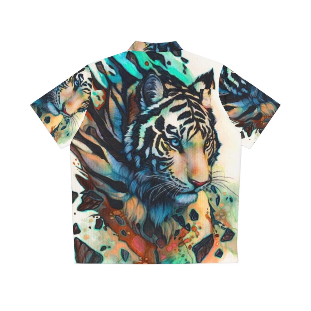 White tiger on a tropical Hawaiian shirt - Back