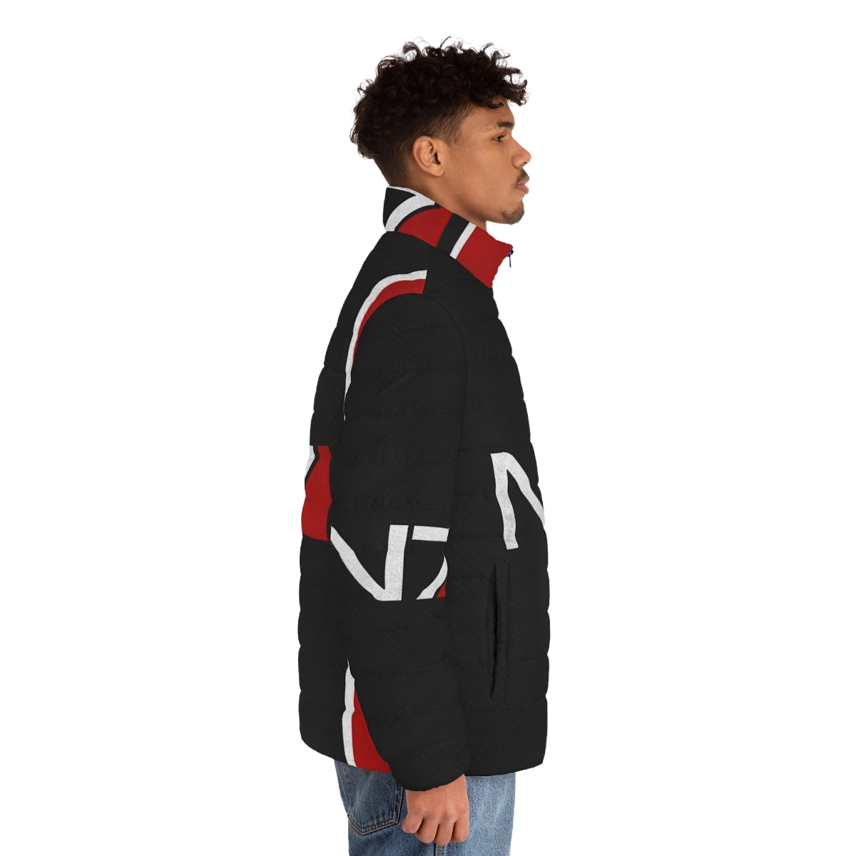 N7 Puffer Jacket featuring the iconic Mass Effect design - men side right