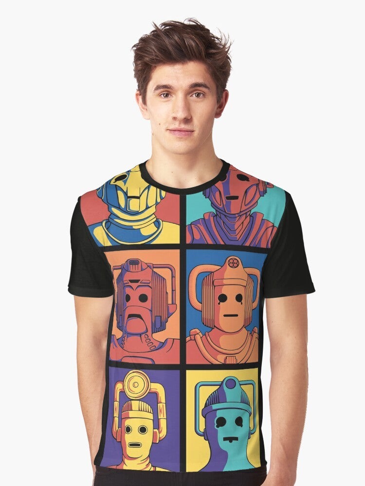 Cyberpop Evolution Graphic T-Shirt featuring Doctor Who Cybermen in retro pop art style - Men