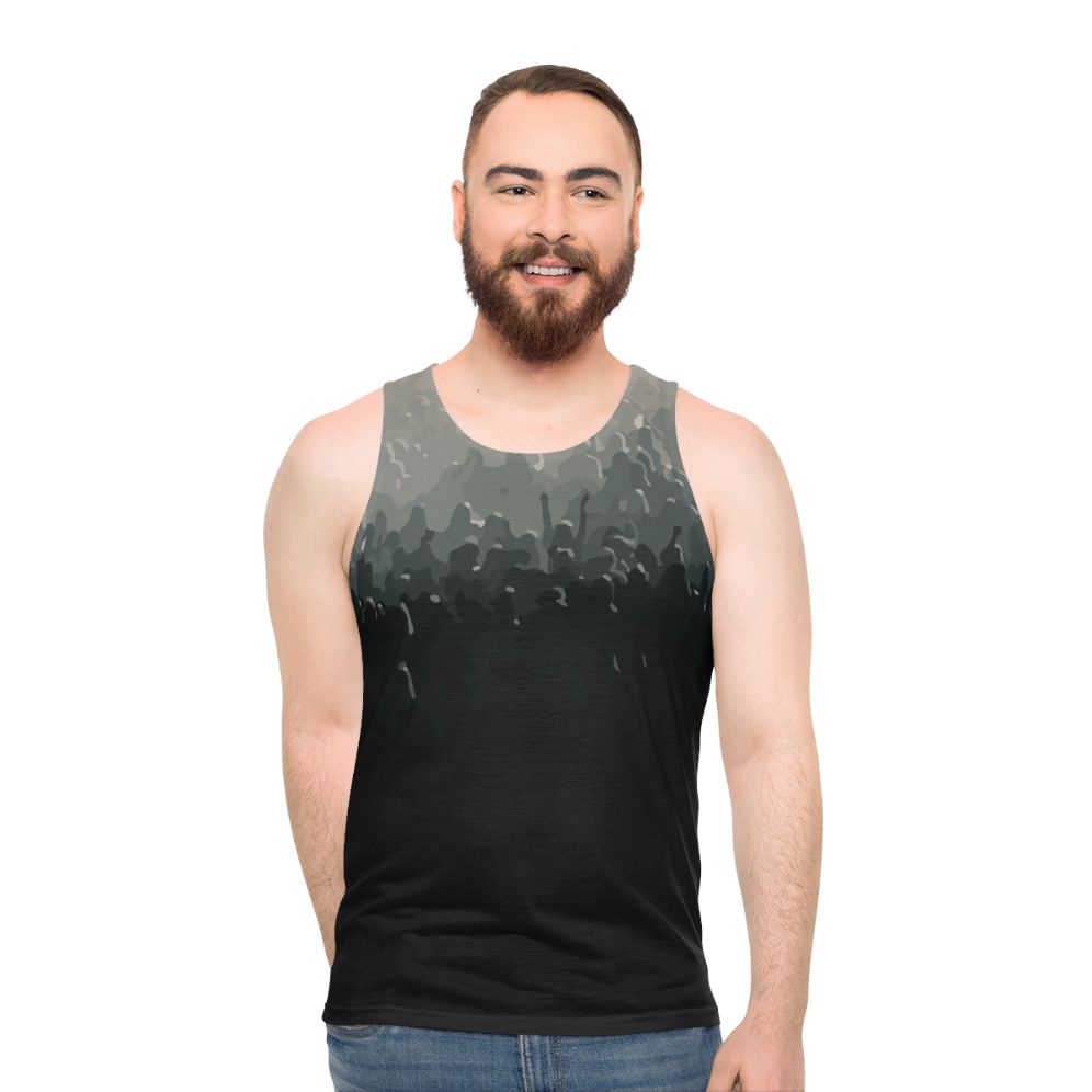 Crowd Unisex Black and White Tank Top - men