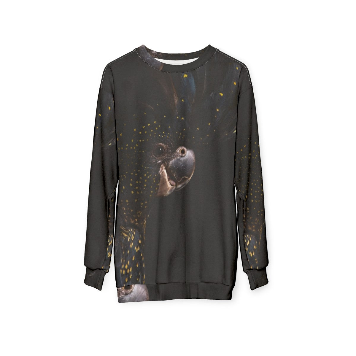 Red tailed black cockatoo bird on a sweatshirt - hanging