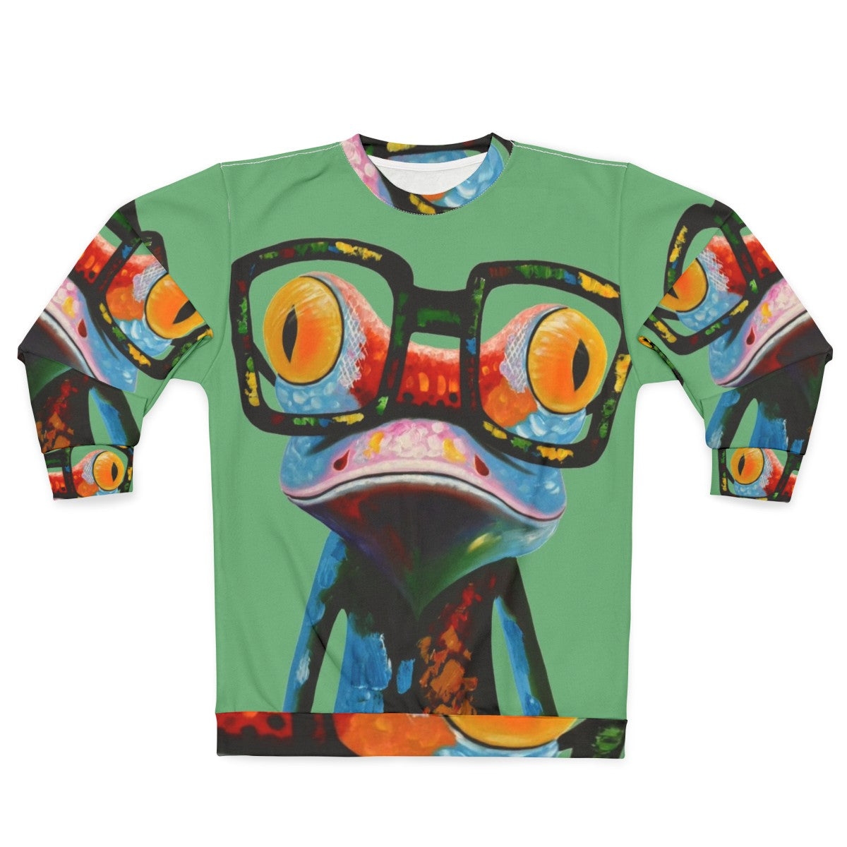 Hipster frog nerd glasses sweatshirt