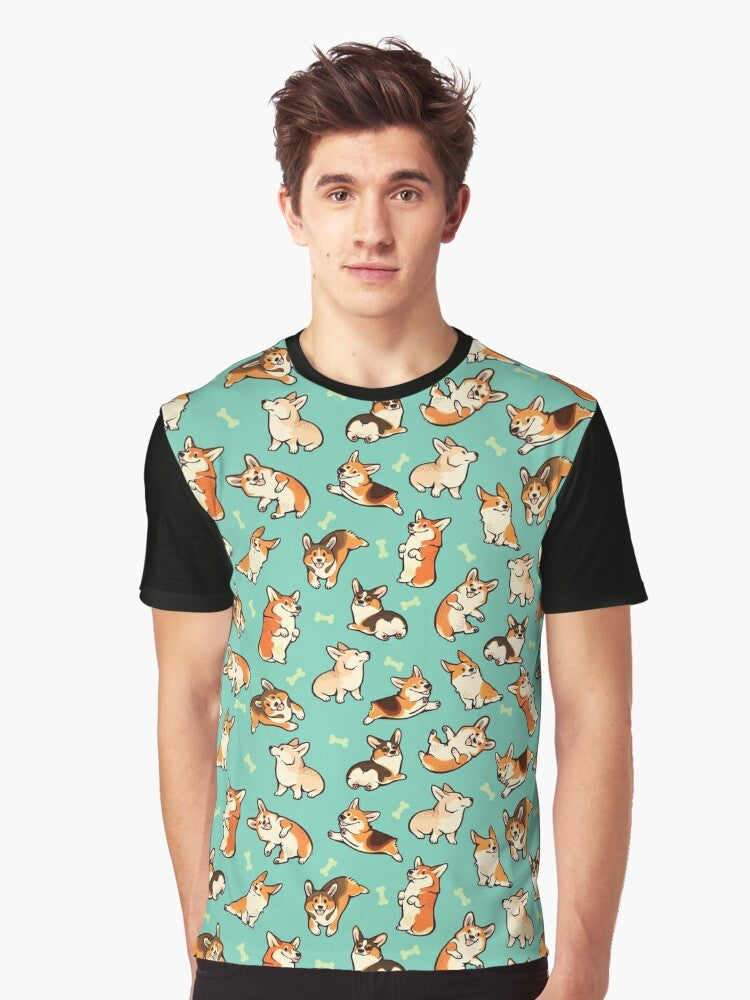 Jolly green corgi pattern graphic t-shirt - Men