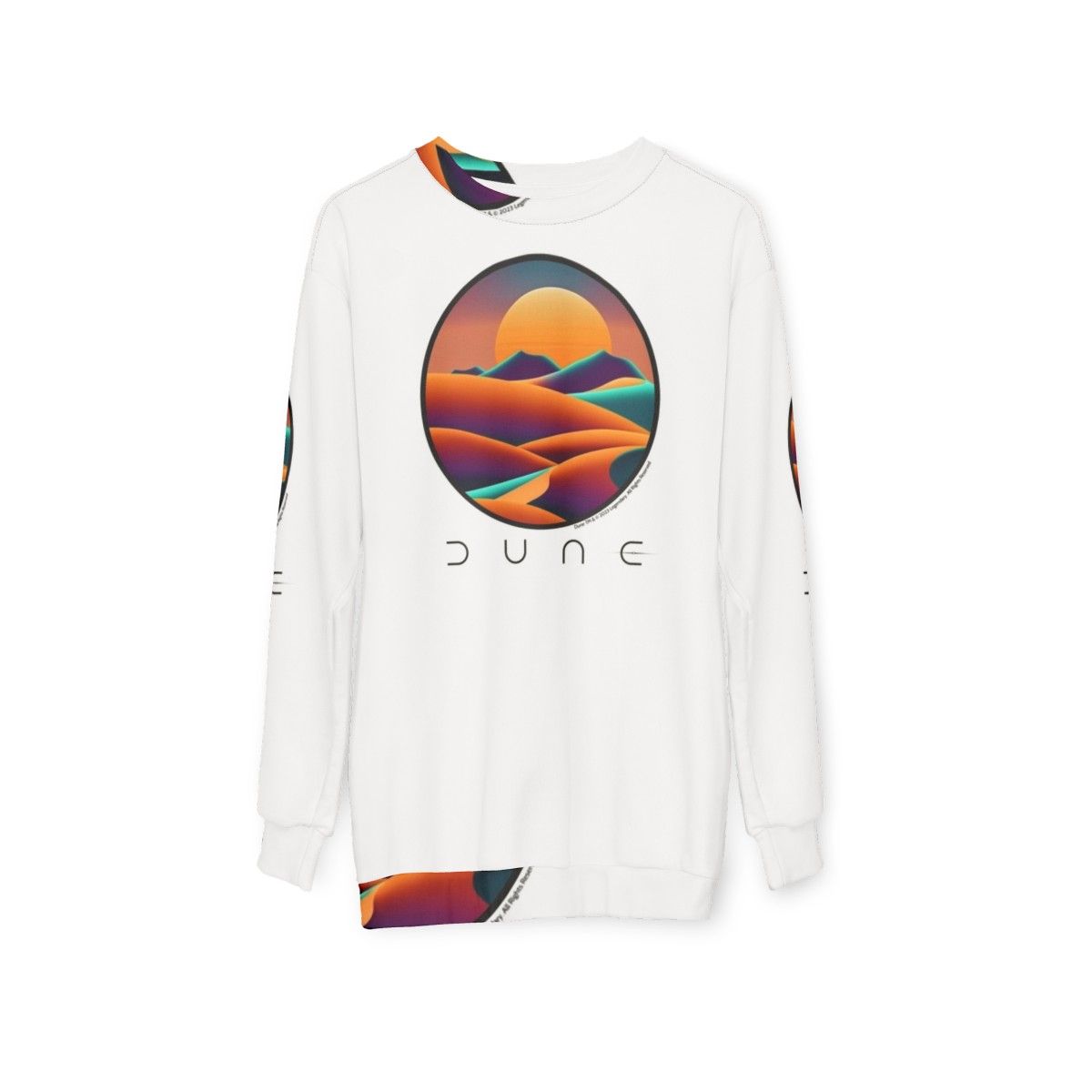 Dune landscape inspired sweatshirt with desert scenery - hanging