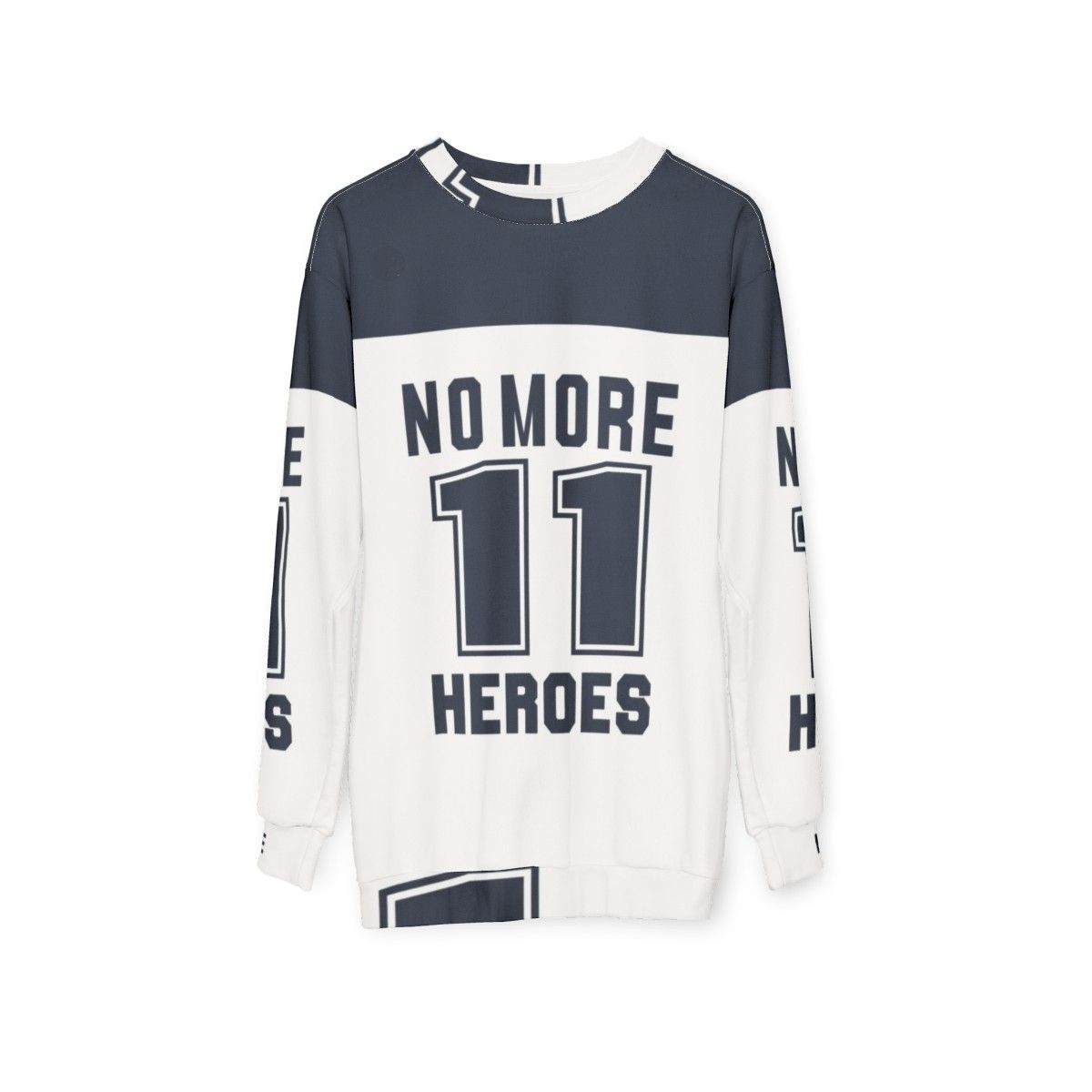 Dark Blue No More Heroes Sweatshirt - hanging