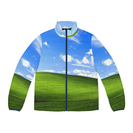 Puffer jacket featuring the iconic Windows XP desktop background