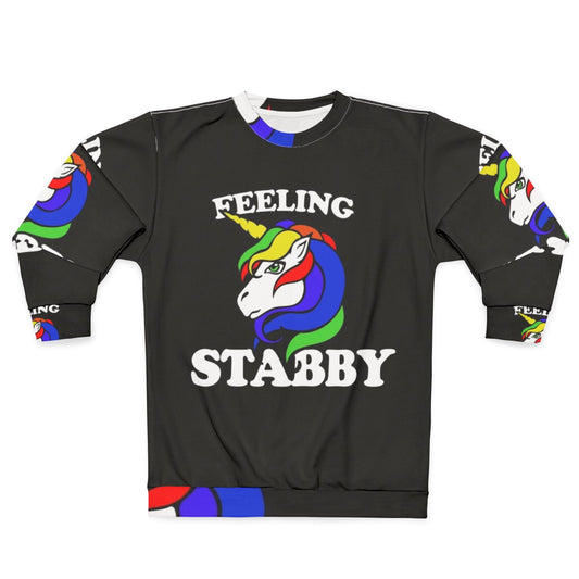 Feeling Stabby Unicorn Retro Rainbow Sweatshirt