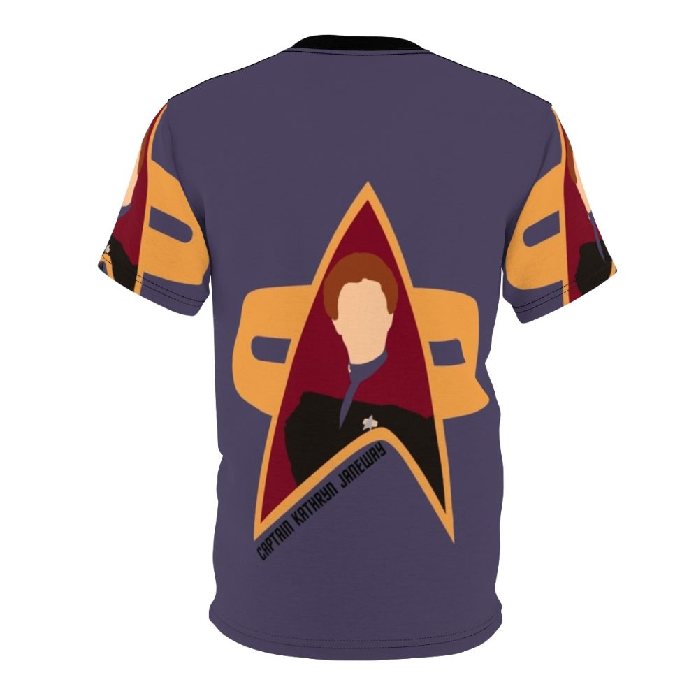 Captain Janeway inspired Star Trek Voyager themed t-shirt with captain insignia and delta quadrant design - Back