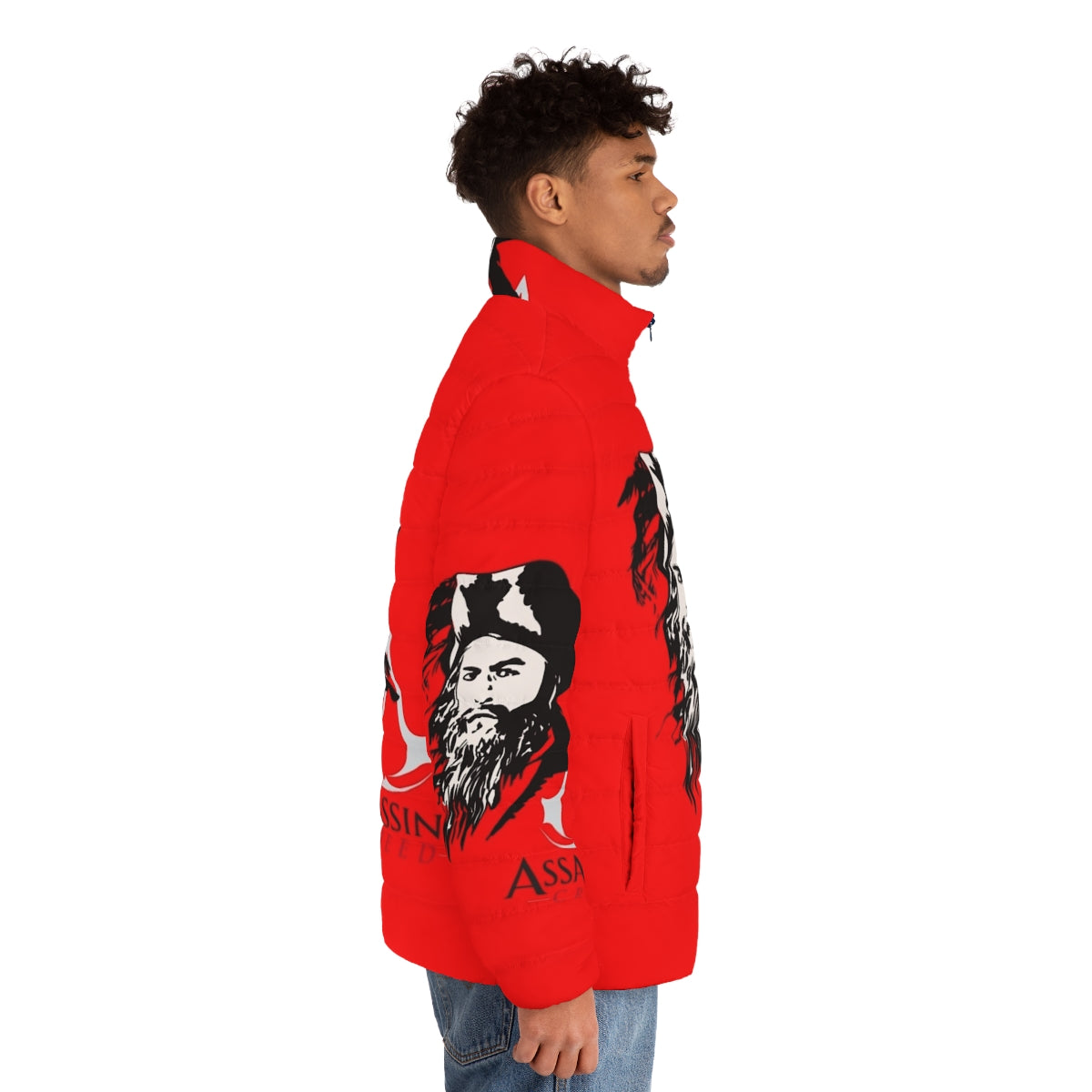 Assassin's Creed Blackbeard Puffer Jacket featuring iconic pirate design - men side right