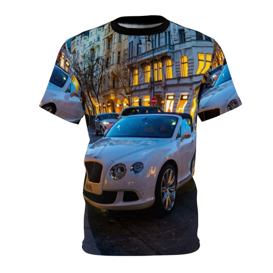 Bentley Continental GT C inspired t-shirt with night city skyline and car imagery