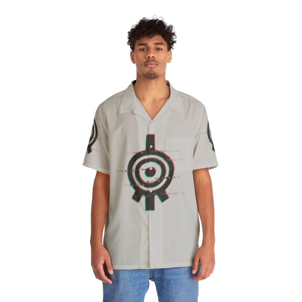 Xana-inspired glitching design on a Hawaiian shirt - People Front