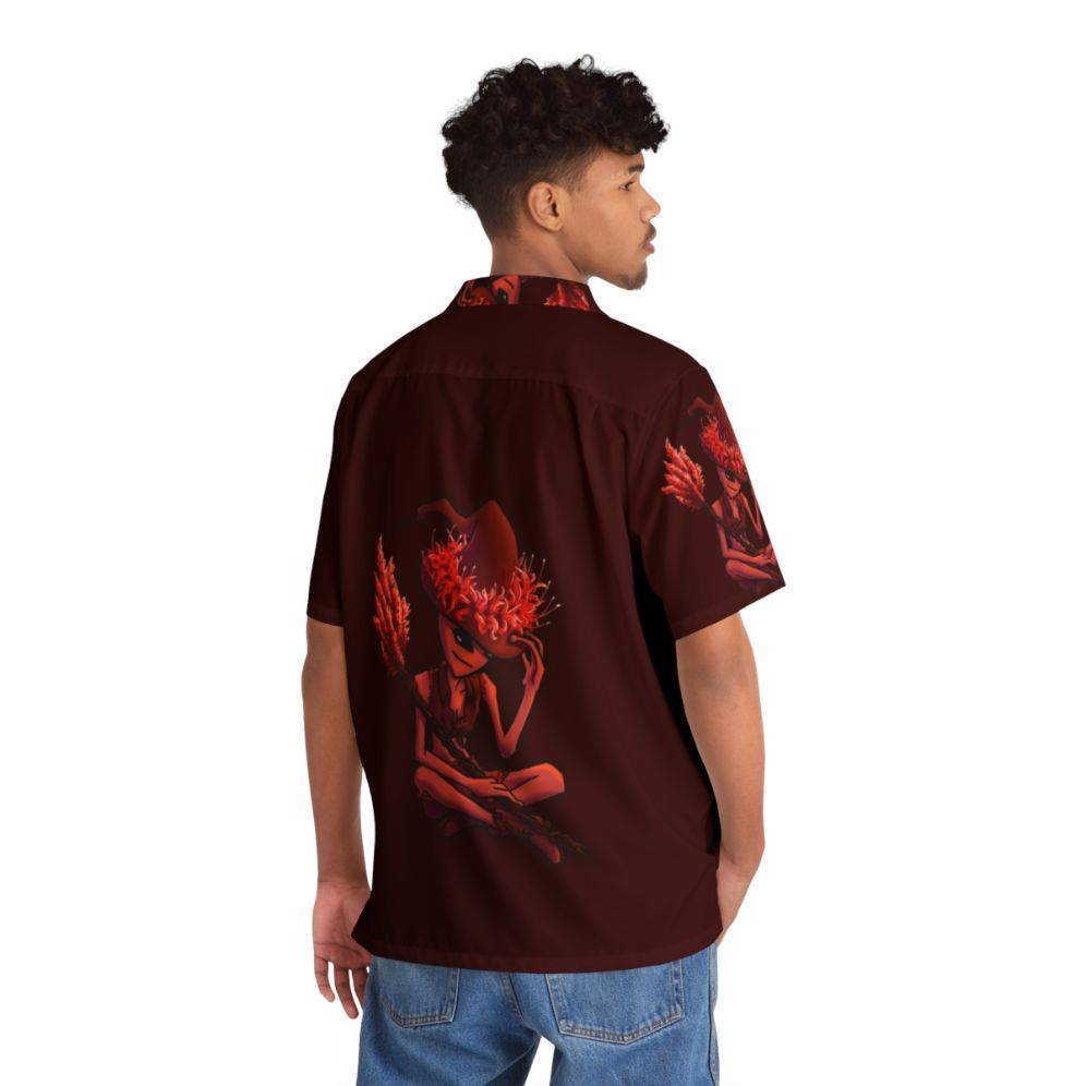 Botanical alien witch Hawaiian shirt with nature inspired tropical print - People Back