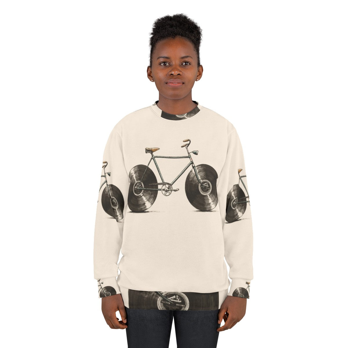 Velophone Sweatshirt featuring music instruments and hipster design - women