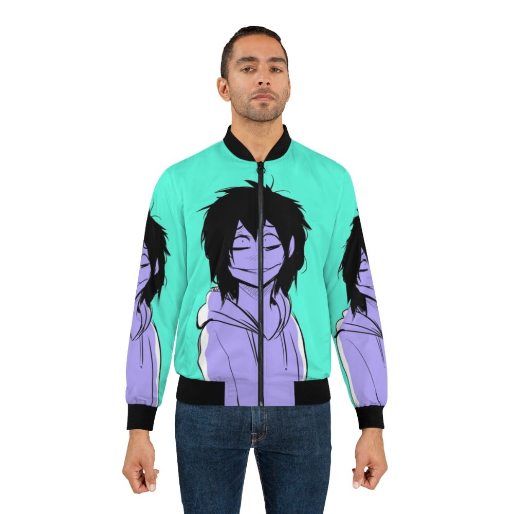 Jeff the Killer inspired bomber jacket with creepy graphic design - Lifestyle