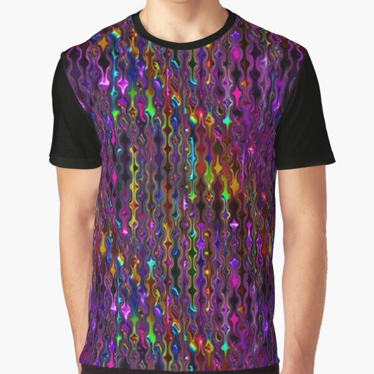 Retro disco graphic t-shirt with colorful, funky 70s/80s inspired design