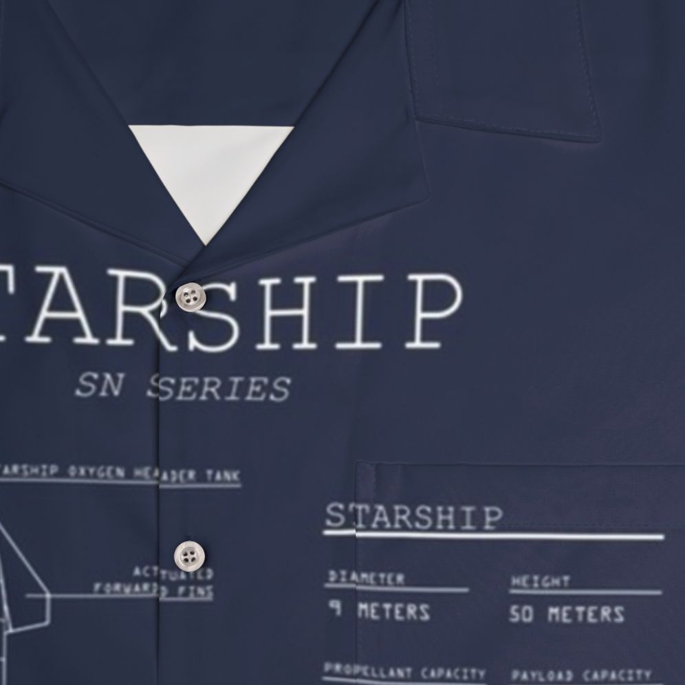 Spacex Starship Superheavy Blueprint Hawaiian Shirt - Detail