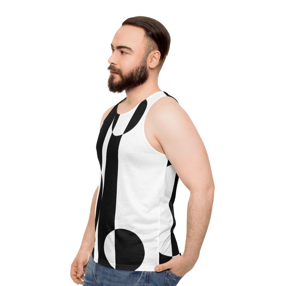 Retro 60s Op Art Black and White Unisex Tank Top - men side