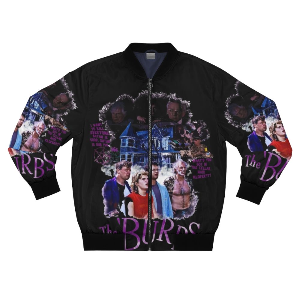 The Burbs film art print bomber jacket featuring classic horror movie quotes and characters