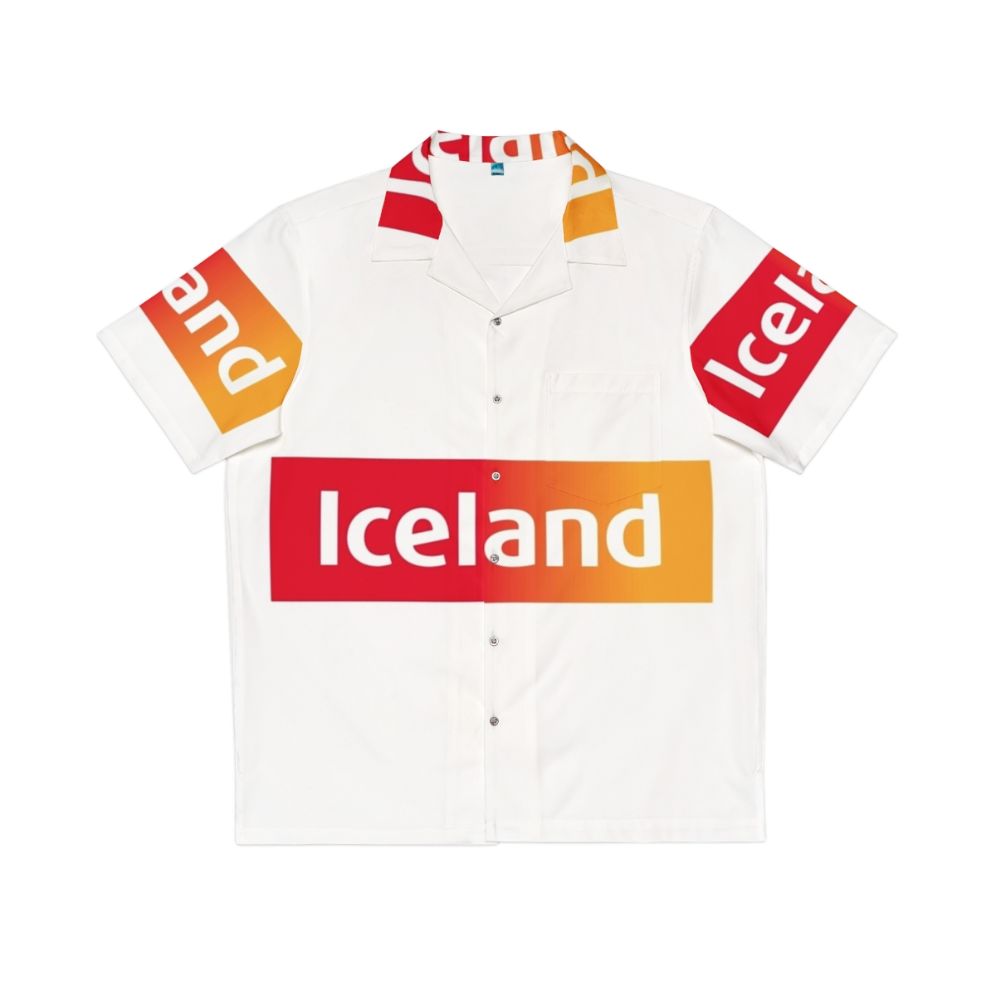 Colorful Iceland-themed Hawaiian shirt