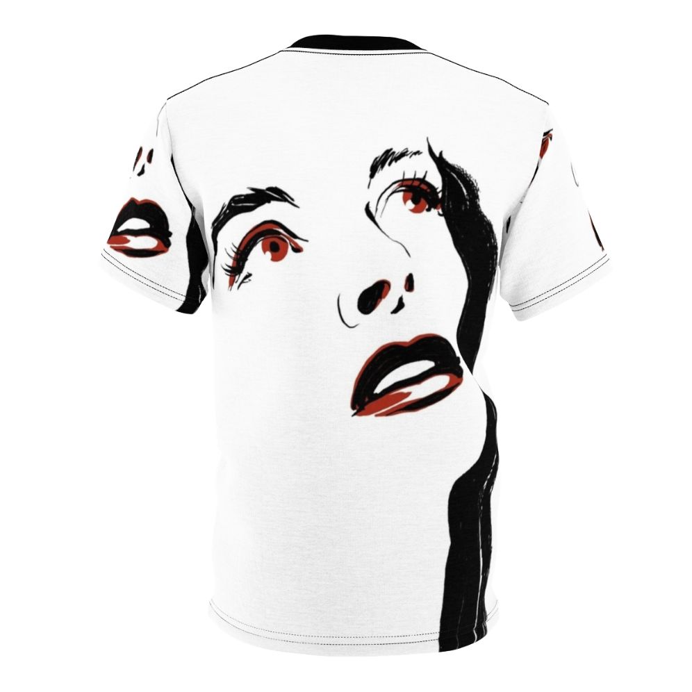 Vintage-style portrait of legendary actress Katharine Hepburn on a high-quality t-shirt - Back