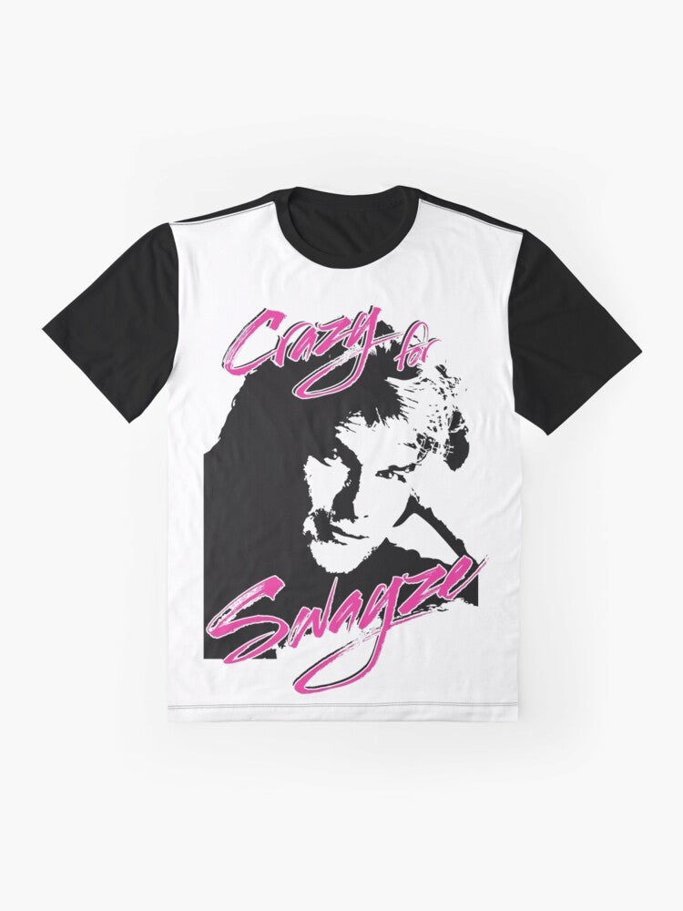 Patrick Swayze "Crazy for Swayze" graphic t-shirt design - Flat lay