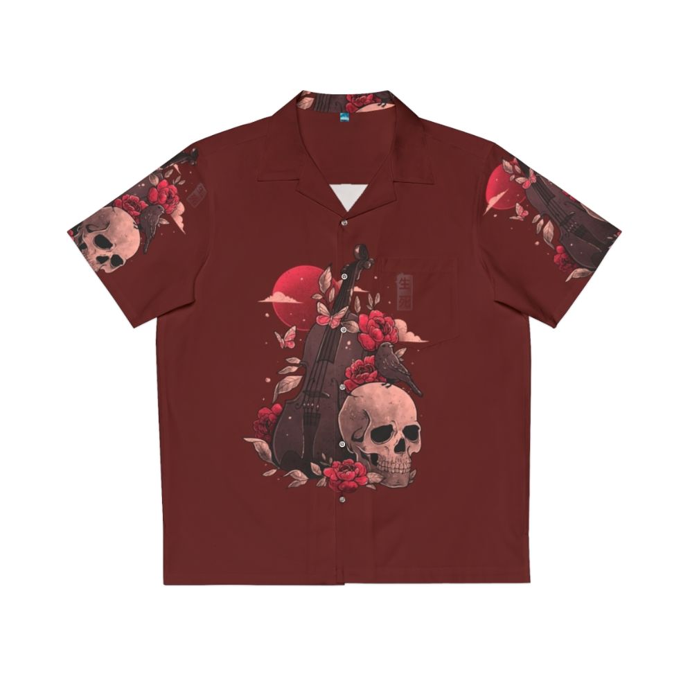 Spooky cello skeleton Hawaiian shirt design