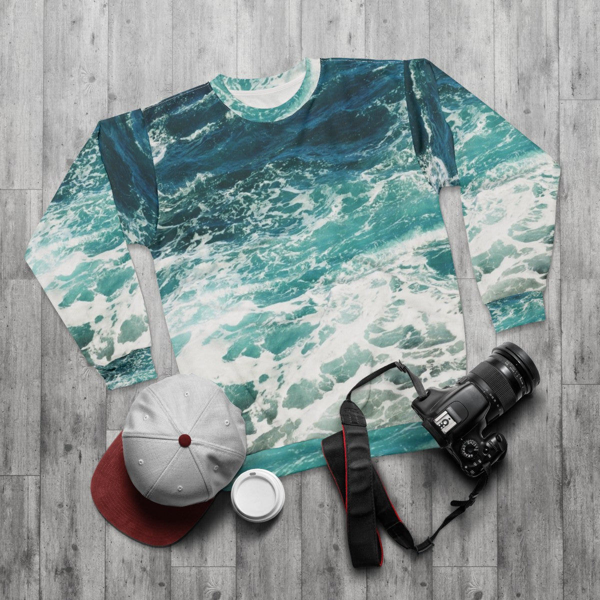 Blue Ocean Waves Sweatshirt - flat lay