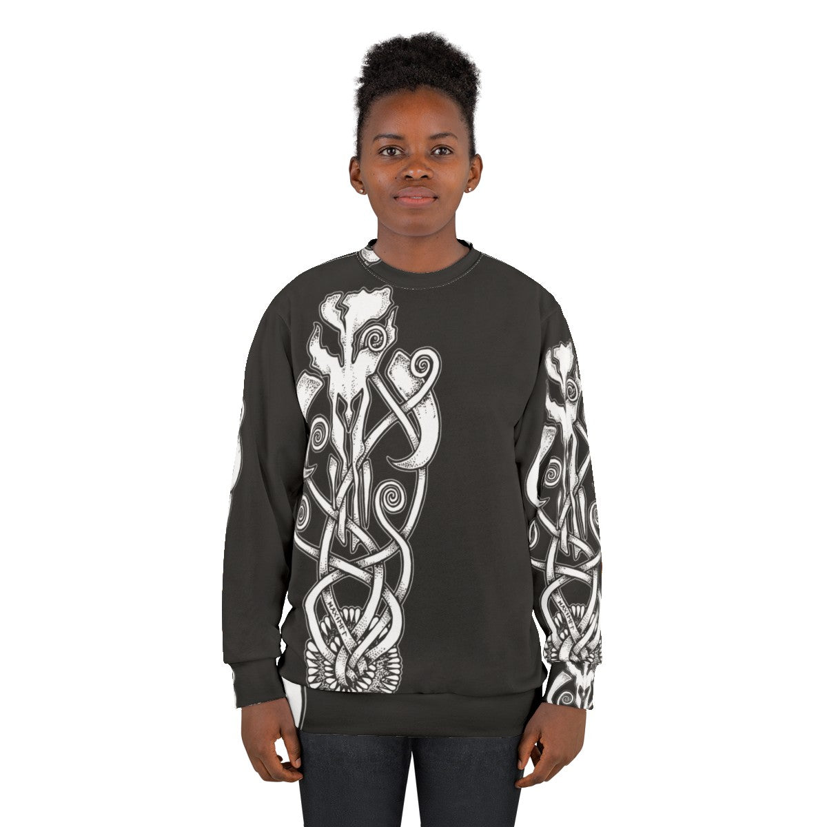 Mandalorian Sarlacc Knot Sweatshirt with Boba Fett Inspired Graphics - women