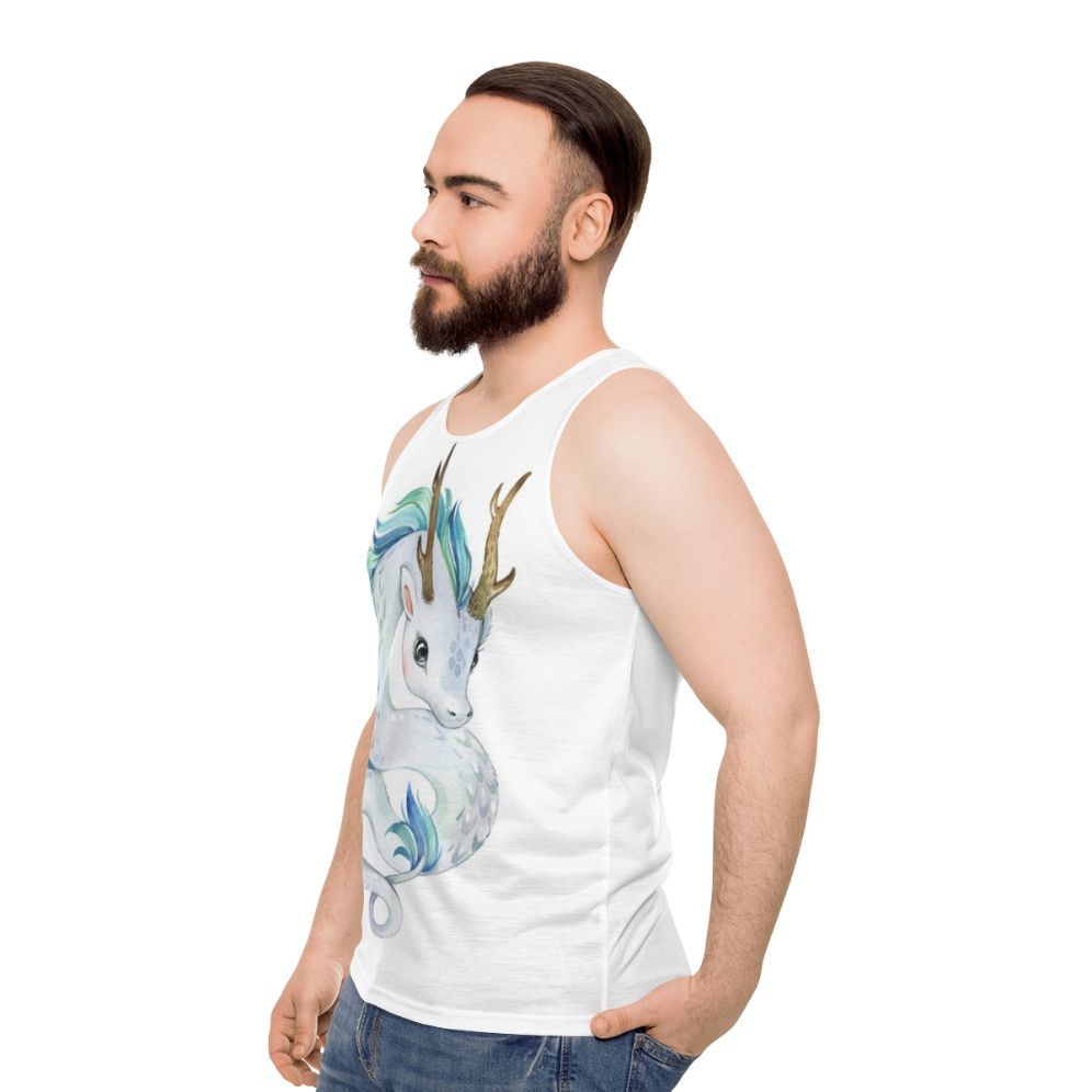 Unisex tank top featuring a mythical dragon design - men side