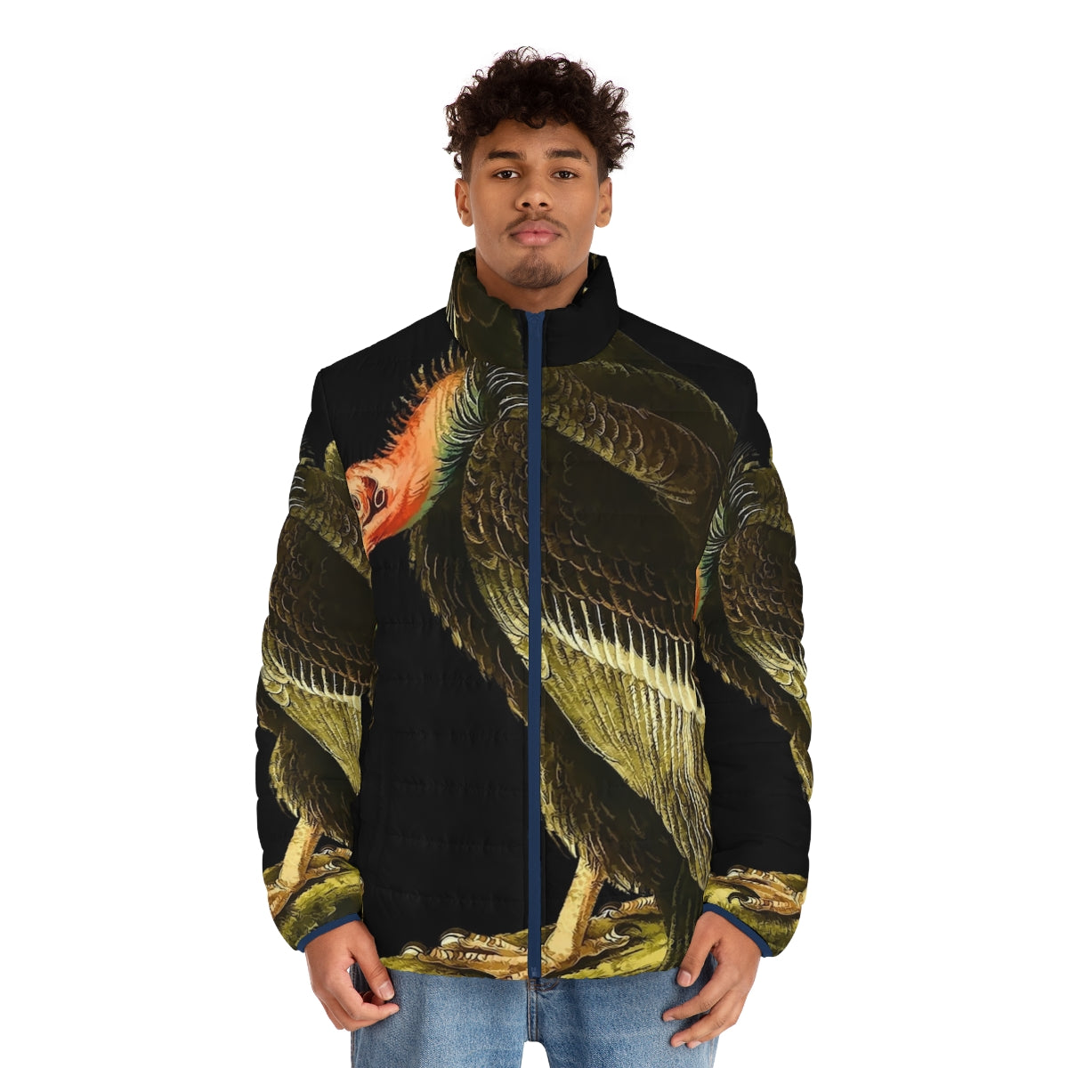 Vintage California Dreamin' puffer jacket with psychedelic music-inspired graphics - men front