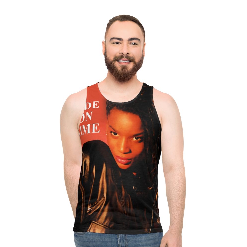 Unisex vintage 90s black box band "ride on time" tank top - men