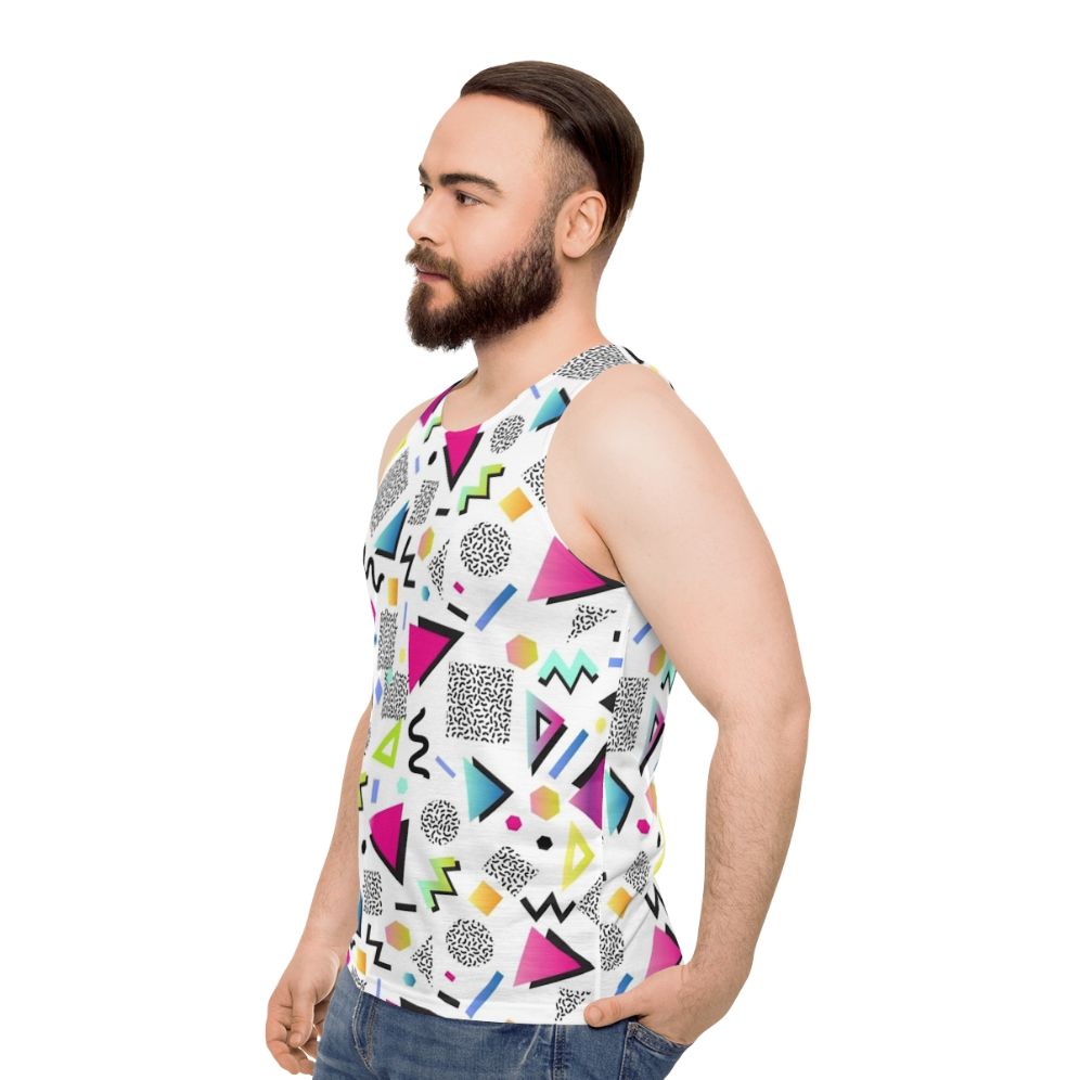 Colorful Memphis-style unisex tank top - men side