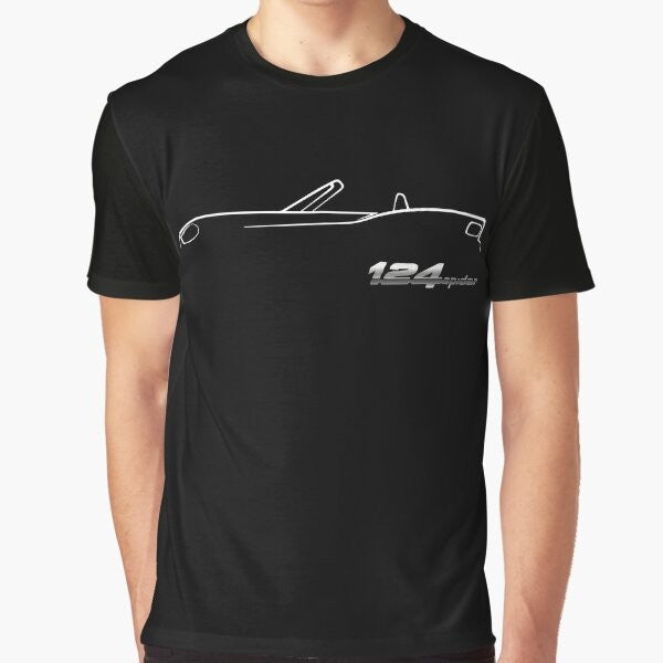 Abarth 124 Spider sports car graphic t-shirt design