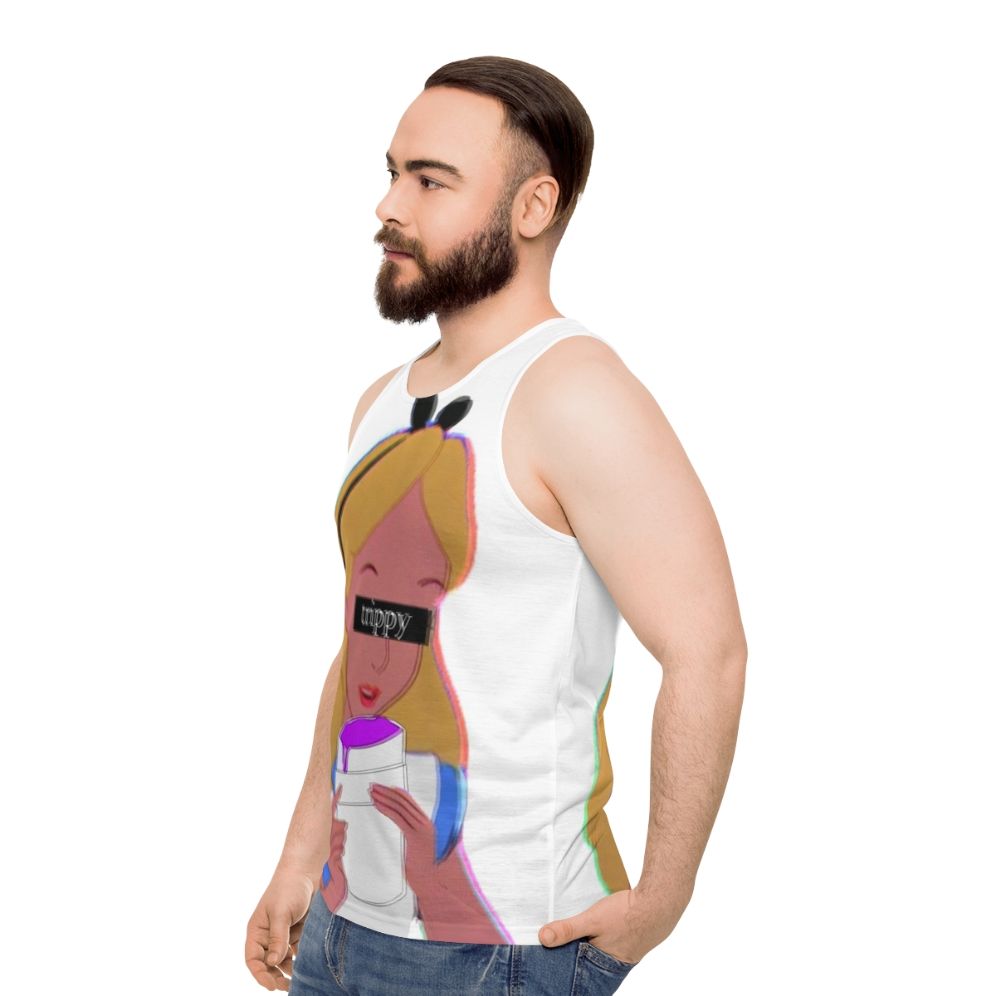 Trippy Alice in Wonderland inspired unisex tank top - men side