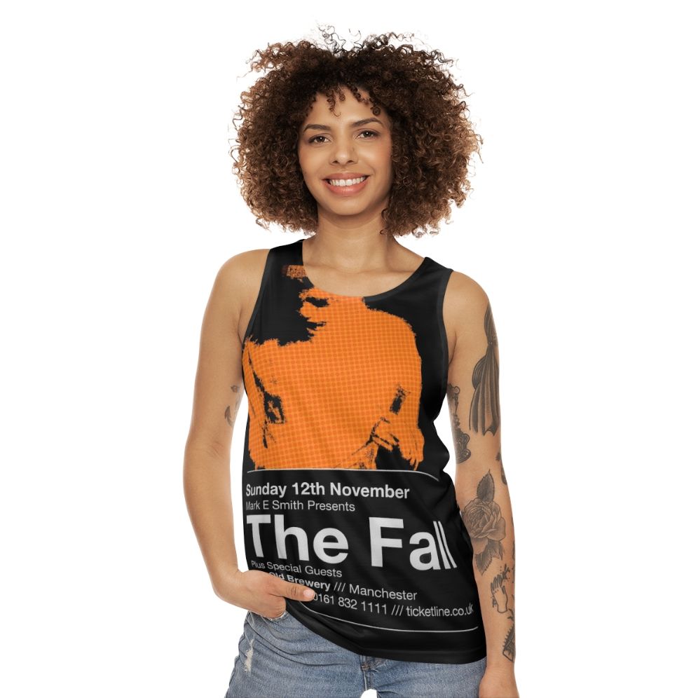 Unisex tank top with The Fall rock music inspired design - women