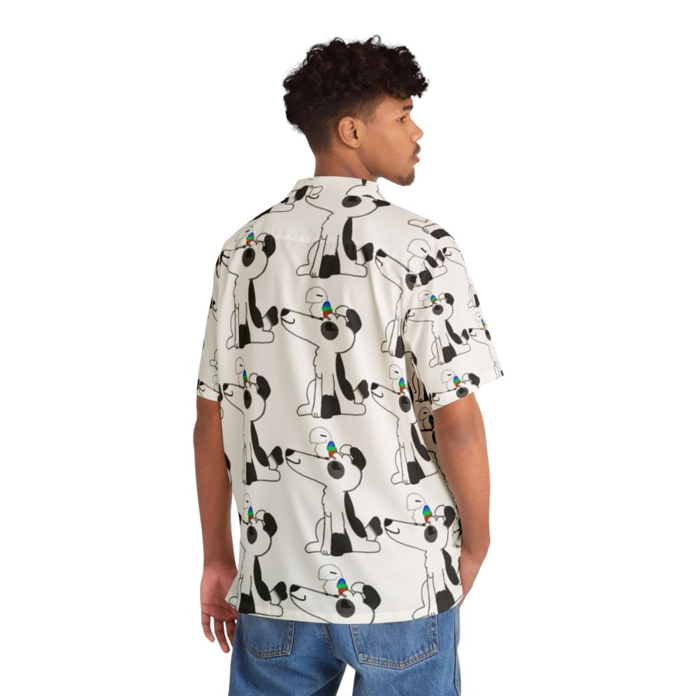 Vibrant Hawaiian shirt with dog and bird print design - People Back