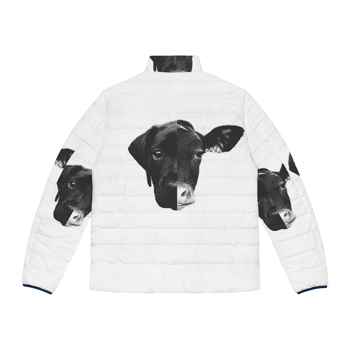 Animal Equality Black and White Vegan Puffer Jacket - Back