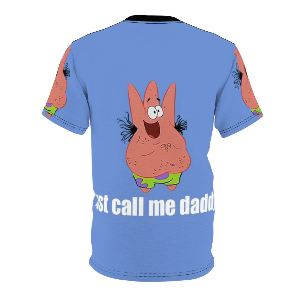 Vibrant AOP t-shirt featuring Patrick Star from the popular Spongebob Squarepants cartoon. - Back