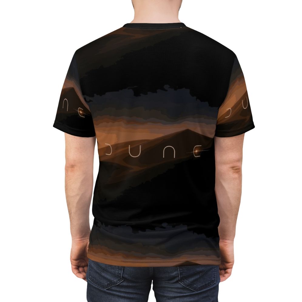 Dune landscape design printed on a high-quality t-shirt - men back