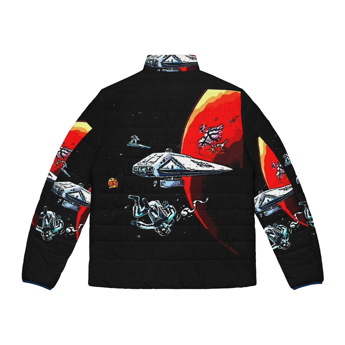 Dark Star sci-fi puffer jacket with spacecraft and retro design - Back