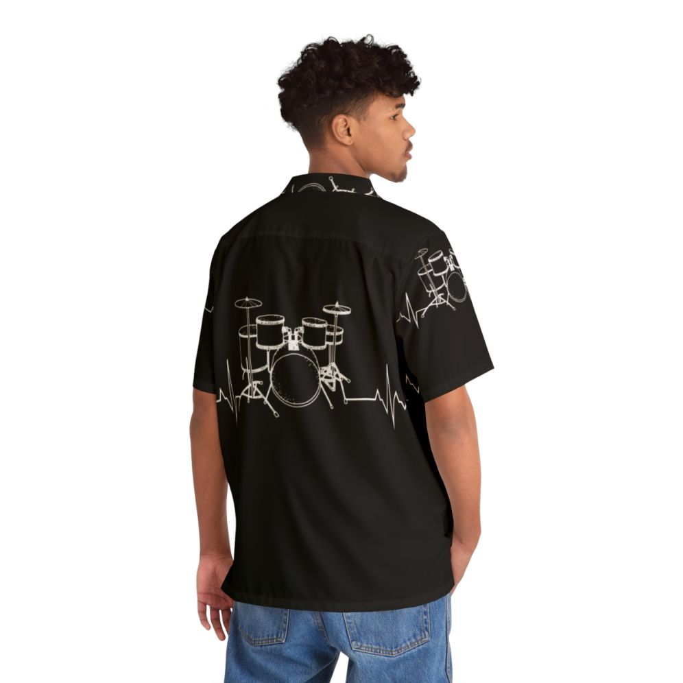 Drummer Heartbeat Hawaiian Shirt with Drums Graphic - People Back