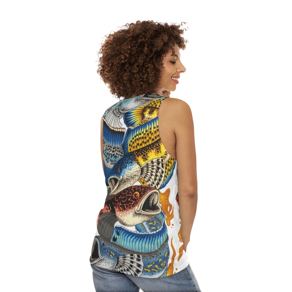 Unisex Japanese Koi Fish Tank Top - women back