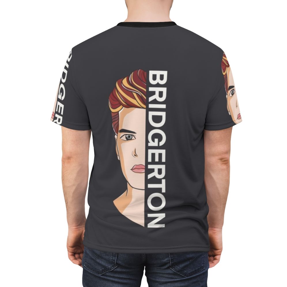 A high-quality t-shirt featuring a Bridgerton-inspired design, perfect for fans of the popular Netflix series. - men back