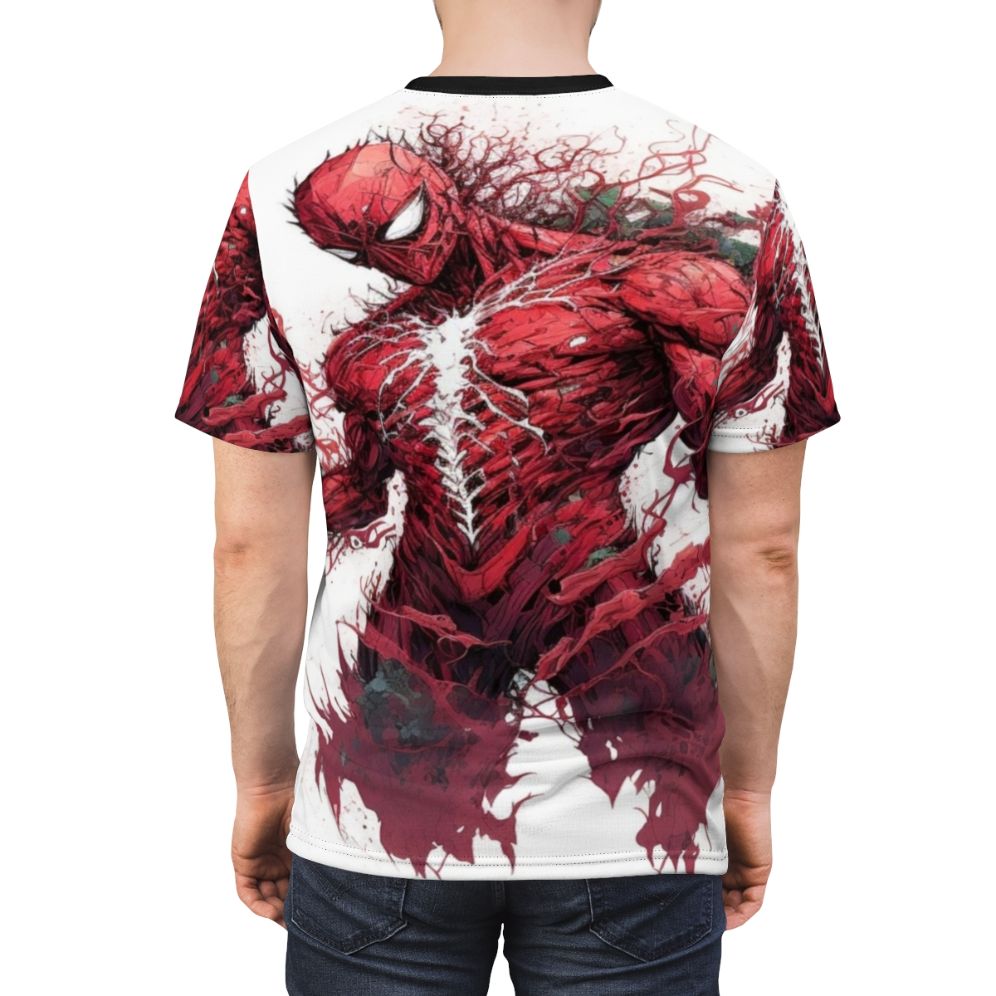 Vivid abstract t-shirt design featuring artistic elements like sketches, digital art, and mixed media - men back