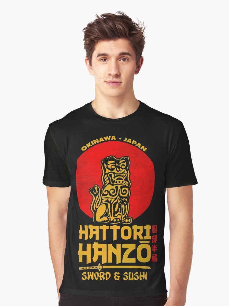 Hattori Hanzo Graphic T-Shirt featuring the iconic samurai character from Quentin Tarantino's Kill Bill movies - Men