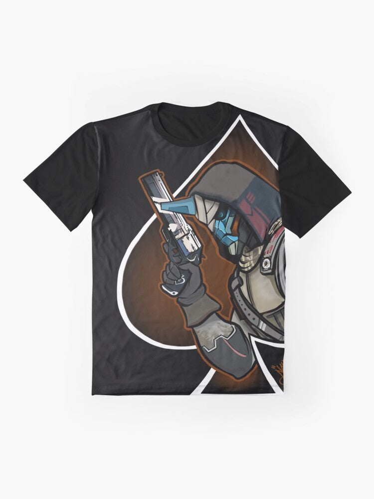 Destiny Ace of Cayde's Graphic T-Shirt Featuring the Ace of Spades Weapon - Flat lay