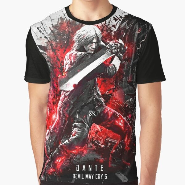 Graphic T-Shirt featuring Dante, the protagonist from the video game Devil May Cry 5