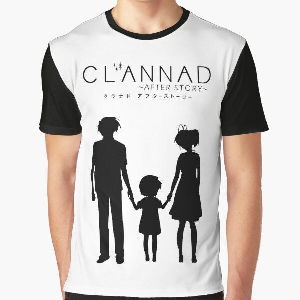 Clannad ~After Story~ graphic t-shirt featuring Nagisa Furukawa and Tomoya Okazaki from the popular anime series